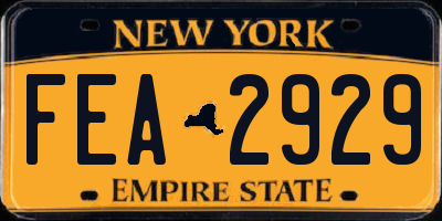 NY license plate FEA2929