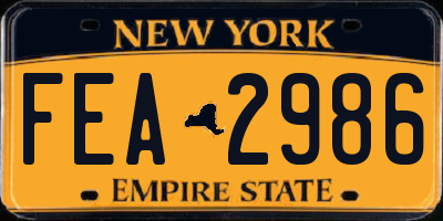 NY license plate FEA2986