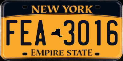 NY license plate FEA3016