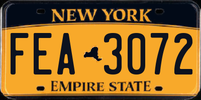 NY license plate FEA3072