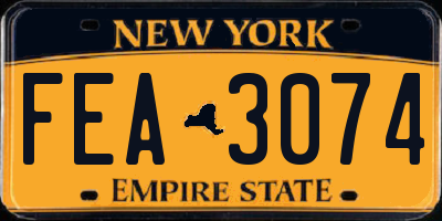 NY license plate FEA3074