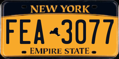 NY license plate FEA3077