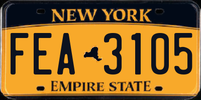 NY license plate FEA3105