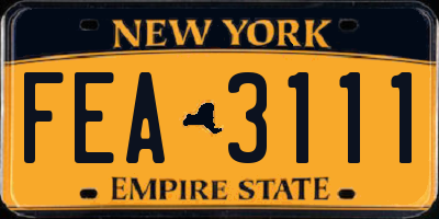 NY license plate FEA3111