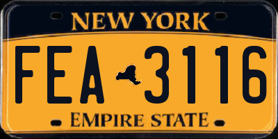 NY license plate FEA3116
