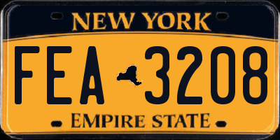 NY license plate FEA3208