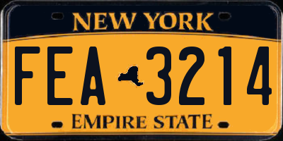 NY license plate FEA3214