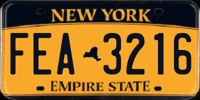 NY license plate FEA3216