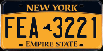 NY license plate FEA3221