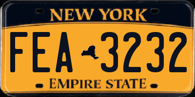 NY license plate FEA3232