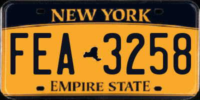 NY license plate FEA3258