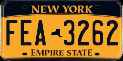 NY license plate FEA3262