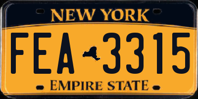 NY license plate FEA3315