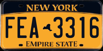 NY license plate FEA3316