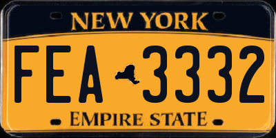 NY license plate FEA3332