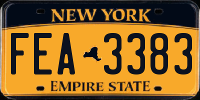 NY license plate FEA3383
