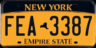 NY license plate FEA3387