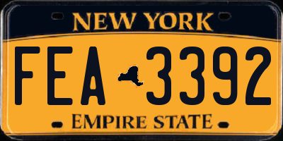 NY license plate FEA3392