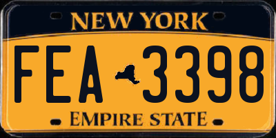 NY license plate FEA3398