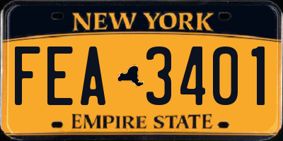 NY license plate FEA3401