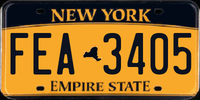 NY license plate FEA3405