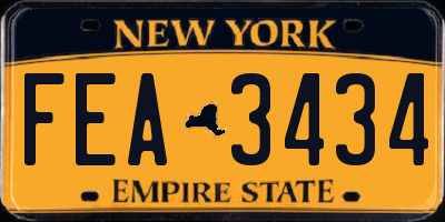 NY license plate FEA3434
