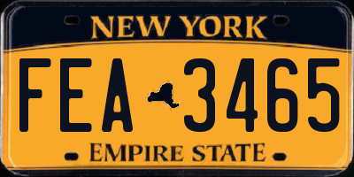 NY license plate FEA3465