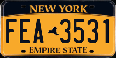 NY license plate FEA3531