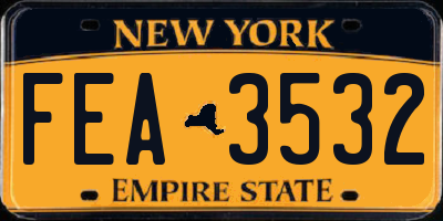 NY license plate FEA3532