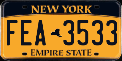 NY license plate FEA3533