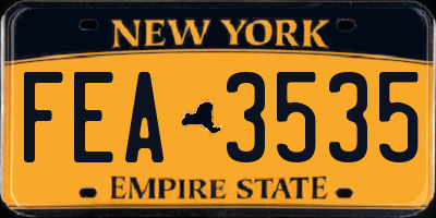 NY license plate FEA3535