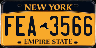 NY license plate FEA3566