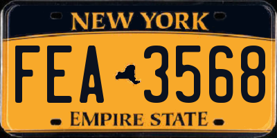 NY license plate FEA3568