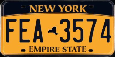 NY license plate FEA3574