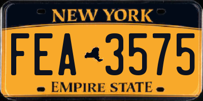 NY license plate FEA3575