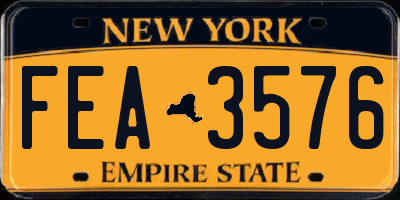 NY license plate FEA3576