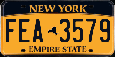 NY license plate FEA3579