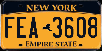 NY license plate FEA3608