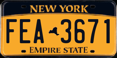 NY license plate FEA3671