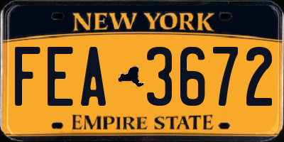 NY license plate FEA3672