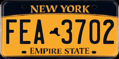 NY license plate FEA3702