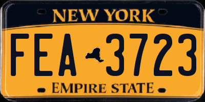 NY license plate FEA3723