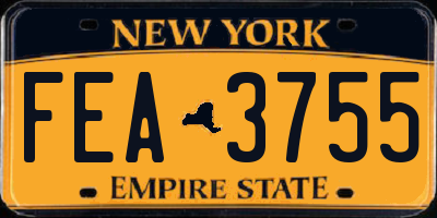 NY license plate FEA3755
