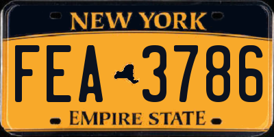 NY license plate FEA3786