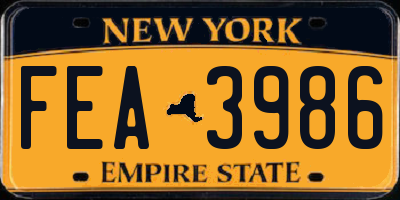 NY license plate FEA3986