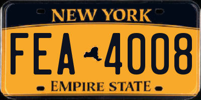NY license plate FEA4008