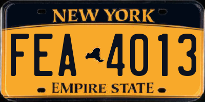 NY license plate FEA4013