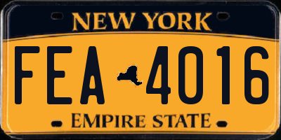 NY license plate FEA4016