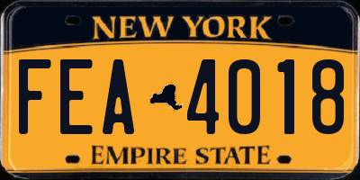 NY license plate FEA4018