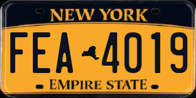 NY license plate FEA4019